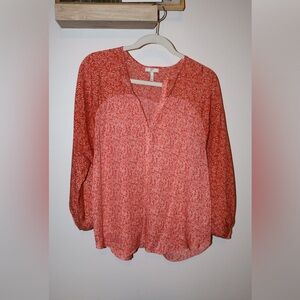 Joie Long Sleeve V-Neck Colorblock Blouse